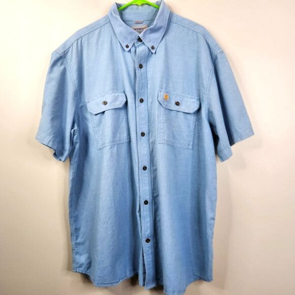 Carhartt Original Fit Short Sleeve 2 Pocket Cotton Button Down Shirt 2XL - Picture 1 of 6